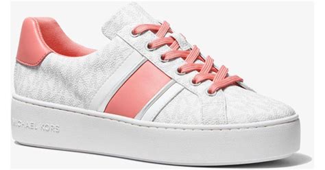 michael kors poppy logo stripe sneaker|mk poppy logo sneakers.